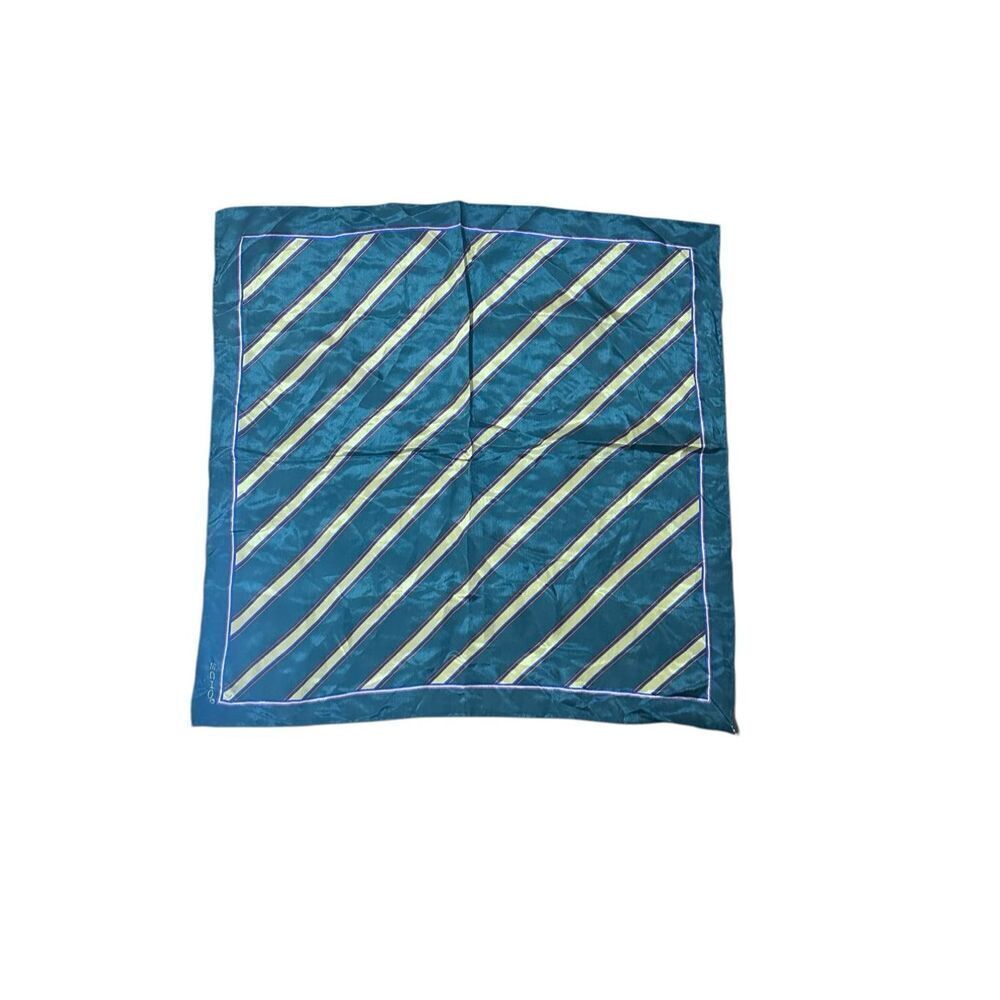 NEW WITH TAGS RARE Vintage Echo Square 100%  Silk striped green Scarf Vintage GO